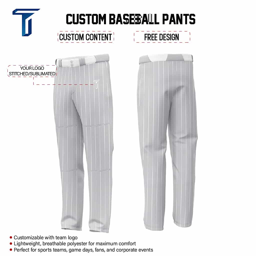 Custom Grey White Pinestripe Stretch Practice Loose-fit Baseball Pants