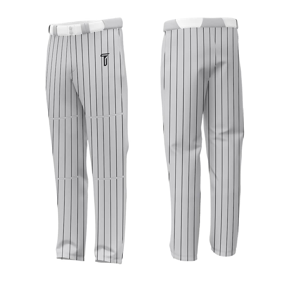 Custom Grey Black Pinestripe Stretch Practice Loose-fit Baseball Pants