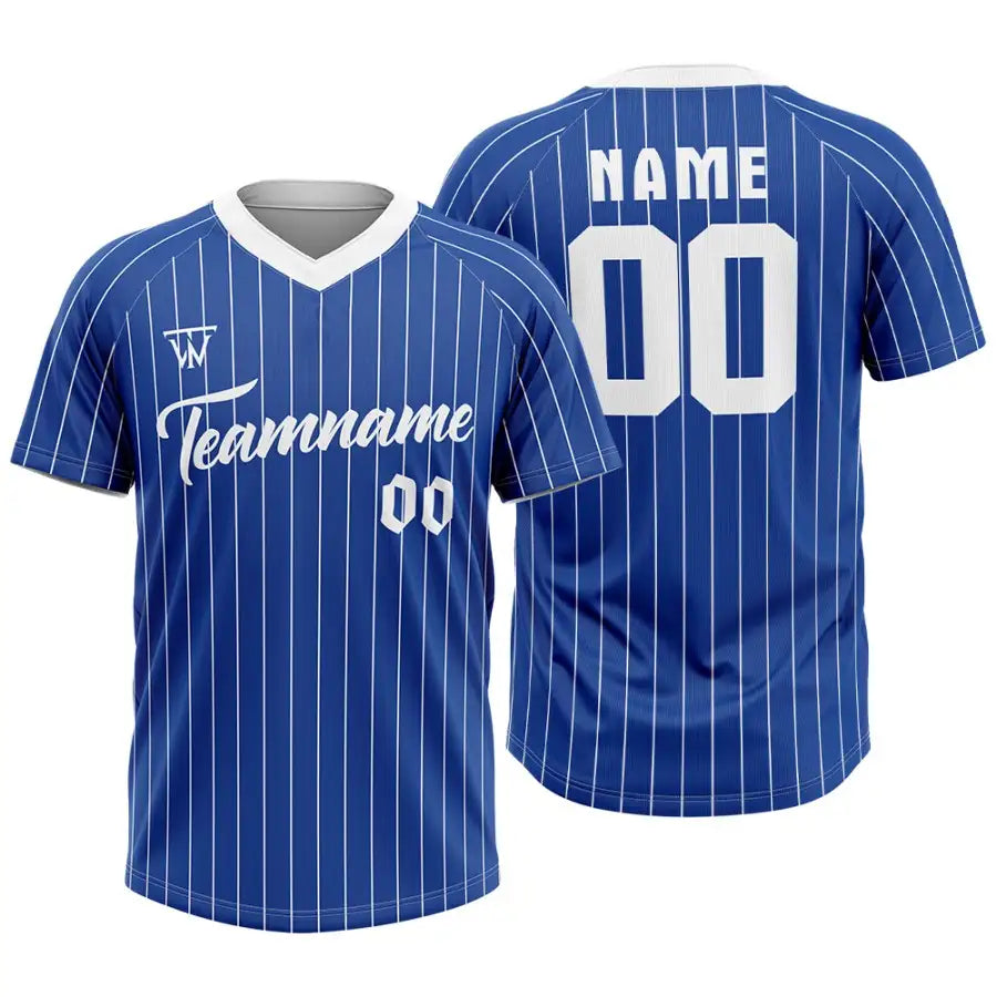 Custom Blue-White Pinstripe Throwback Baseball Jersey
