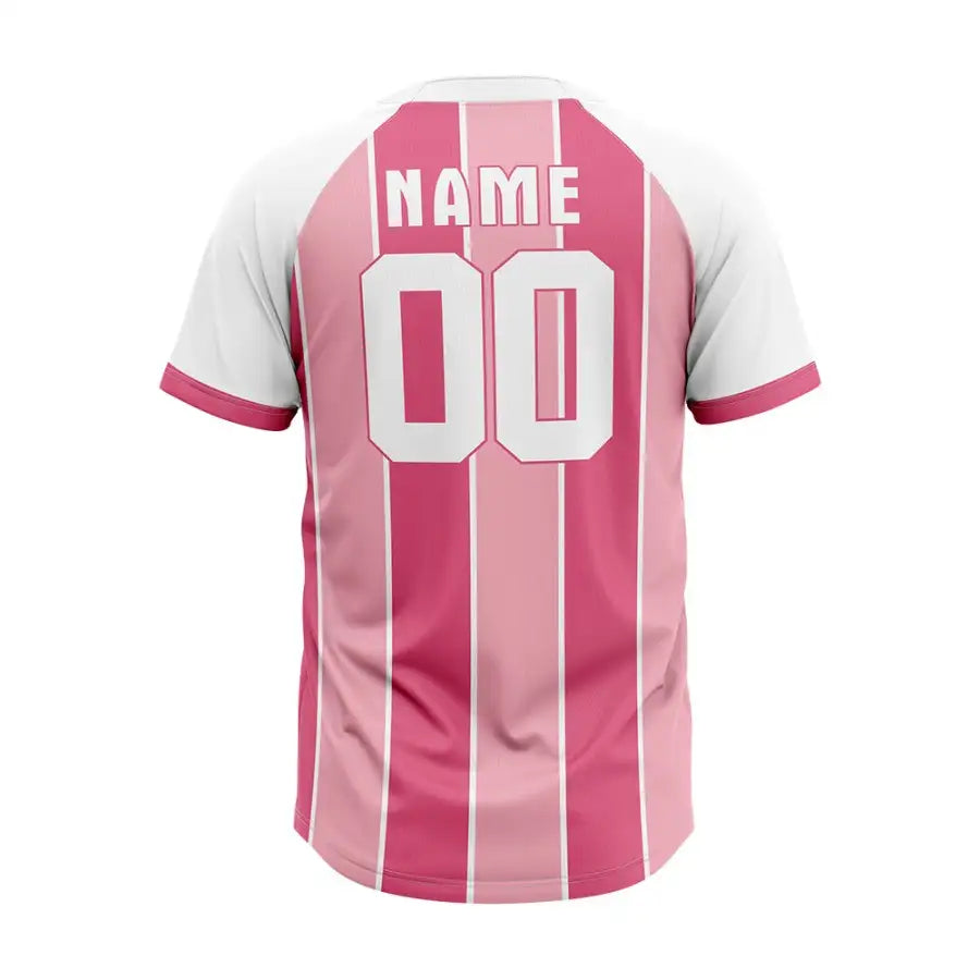 Custom Pink-Rose Stripe V-Neck Baseball Jersey