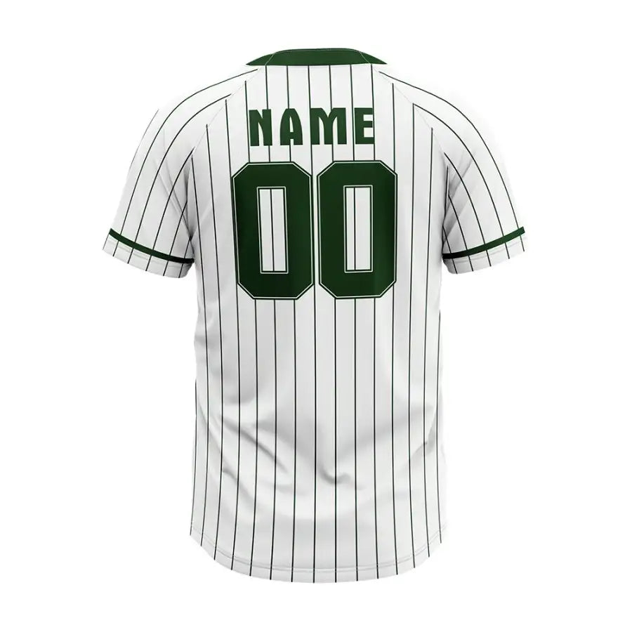 Custom White-Green Pinestripe Throwback Baseball Jersey
