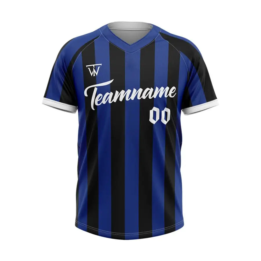 Custom Navy Blue-Black Stripe Throwback Baseball Jersey
