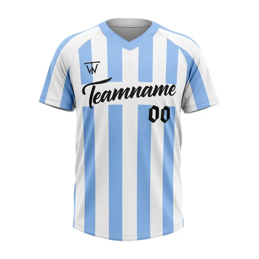 Custom Blue-White Stripe Throwback Baseball Jersey