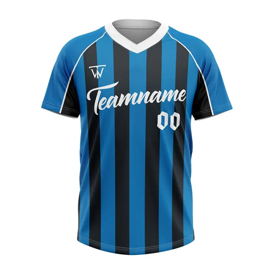 Custom Blue-Black Stripe Throwback Baseball Jersey