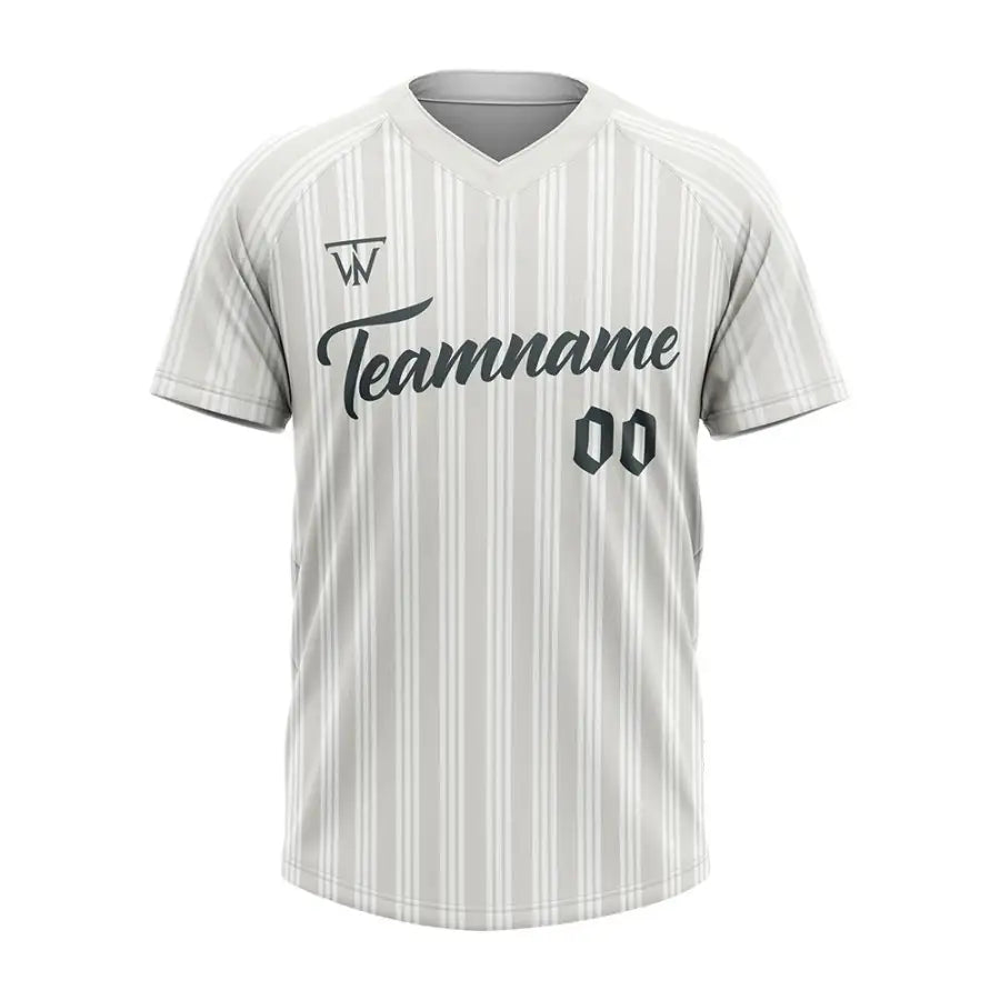 Custom White-Grey Stripe Throwback Baseball Jersey