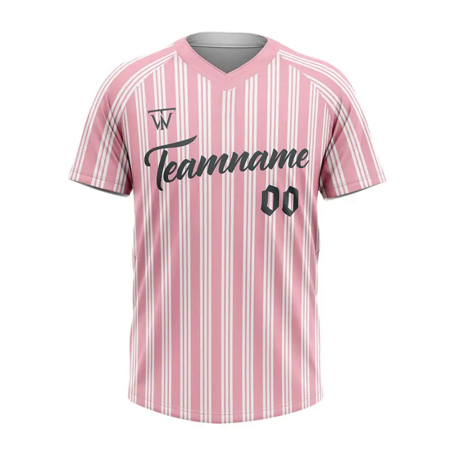 Custom White-Pink Stripe Throwback Baseball Jersey