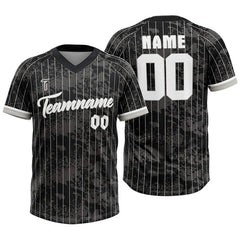 Custom Black White Pinstripes Authentic V Neck Throwback Baseball Jersey