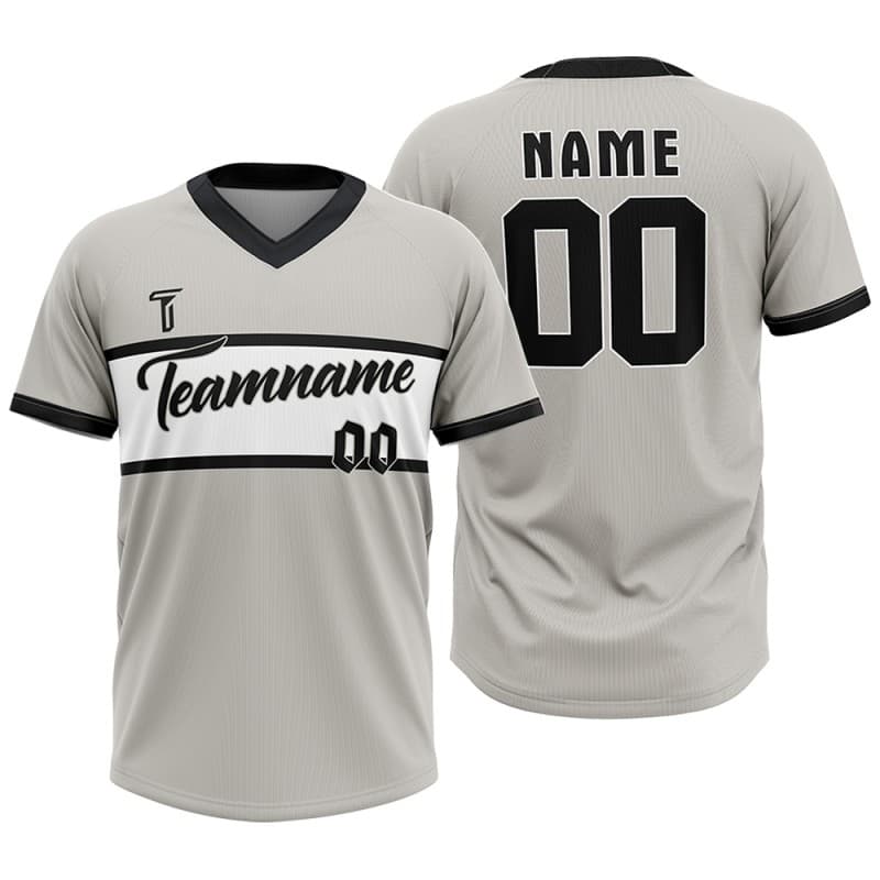 Custom Grey White Colorblock Authentic V Neck Throwback Baseball Jersey