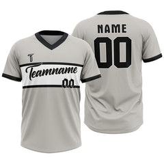 Custom Grey White Colorblock Authentic V Neck Throwback Baseball Jersey