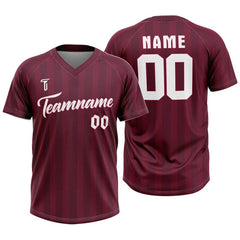 Custom Red Stripes Authentic V Neck Throwback Baseball Jersey