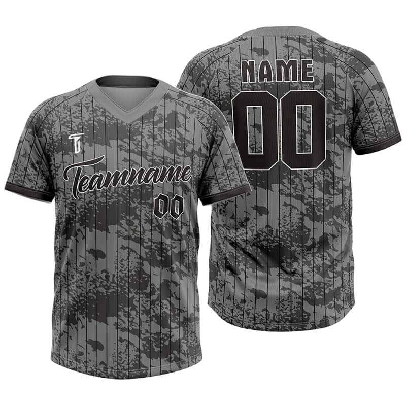 Custom Camo Pinstripes Authentic V Neck Throwback Baseball Jersey