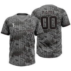 Custom Camo Pinstripes Authentic V Neck Throwback Baseball Jersey