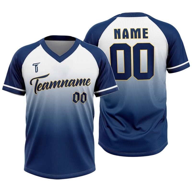 Custom Blue Gradient Authentic V Neck Throwback Baseball Jersey