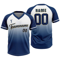 Custom Blue Gradient Authentic V Neck Throwback Baseball Jersey