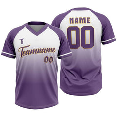 Custom Purple Gradient Authentic V Neck Throwback Baseball Jersey