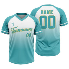 Custom Green Gradient Authentic V Neck Throwback Baseball Jersey
