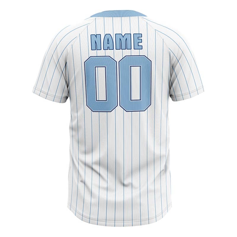 Custom White Blue Pinstripes Authentic V Neck Throwback Baseball Jersey