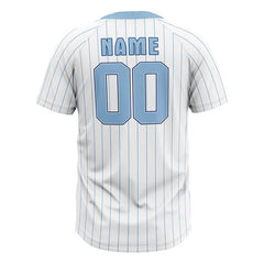 Custom White Blue Pinstripes Authentic V Neck Throwback Baseball Jersey