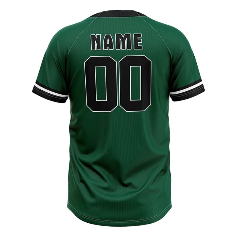 Custom Green Black-White Authentic V Neck Throwback Baseball Jersey