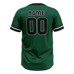 Custom Green Black-White Authentic V Neck Throwback Baseball Jersey