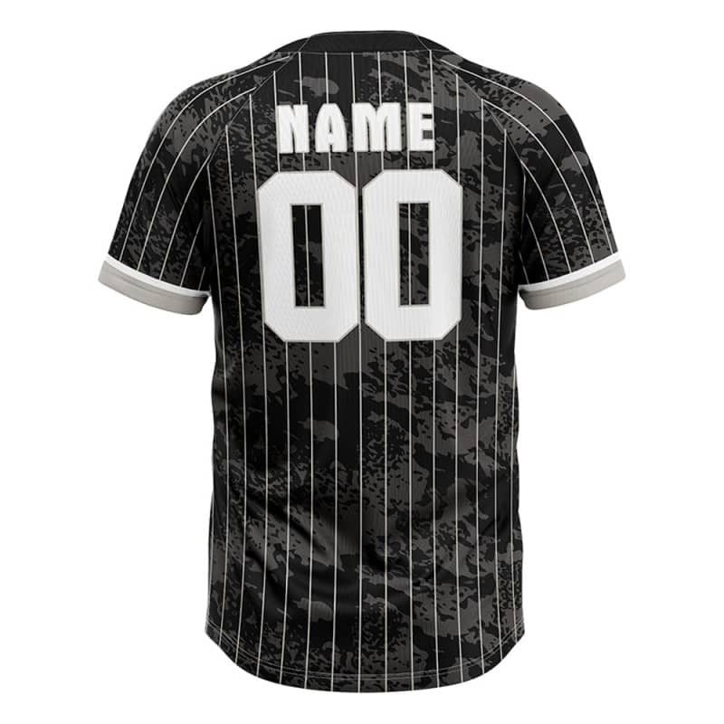 Custom Black White Pinstripes Authentic V Neck Throwback Baseball Jersey