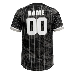 Custom Black White Pinstripes Authentic V Neck Throwback Baseball Jersey