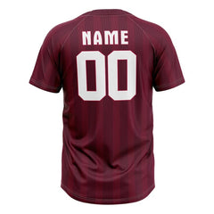 Custom Red Stripes Authentic V Neck Throwback Baseball Jersey