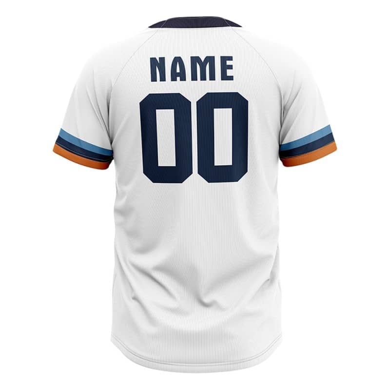 Custom White Blue Authentic V Neck Throwback Baseball Jersey