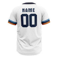 Custom White Blue Authentic V Neck Throwback Baseball Jersey