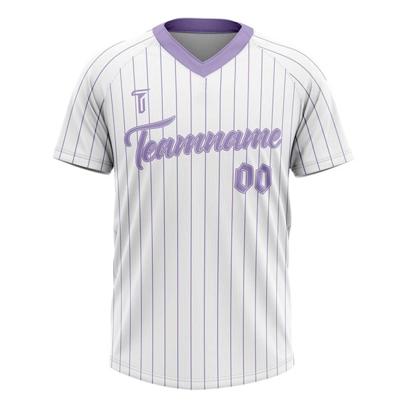 Custom White Purple Pinstripes Authentic V Neck Throwback Baseball Jersey