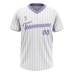 Custom White Purple Pinstripes Authentic V Neck Throwback Baseball Jersey