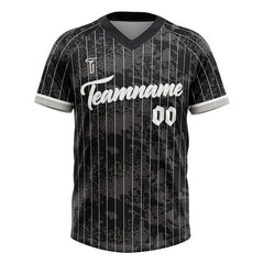 Custom Black White Pinstripes Authentic V Neck Throwback Baseball Jersey
