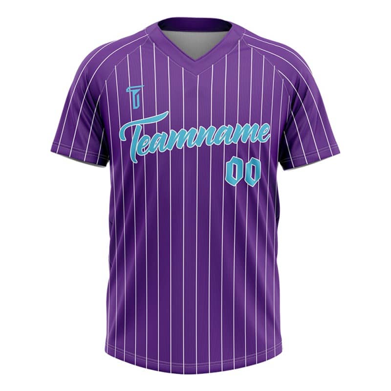 Custom Purple White Pinstripes Authentic V Neck Throwback Baseball Jersey