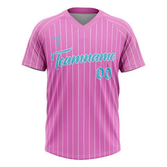 Custom Purple White Pinstripes Authentic V Neck Throwback Baseball Jersey