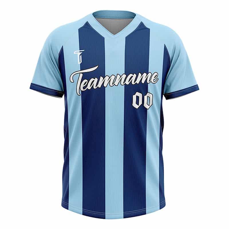 Custom Navy Blue Stripes Authentic V Neck Throwback Baseball Jersey