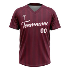 Custom Red Stripes Authentic V Neck Throwback Baseball Jersey