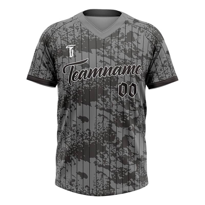 Custom Camo Pinstripes Authentic V Neck Throwback Baseball Jersey