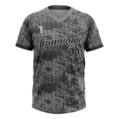 Custom Camo Pinstripes Authentic V Neck Throwback Baseball Jersey
