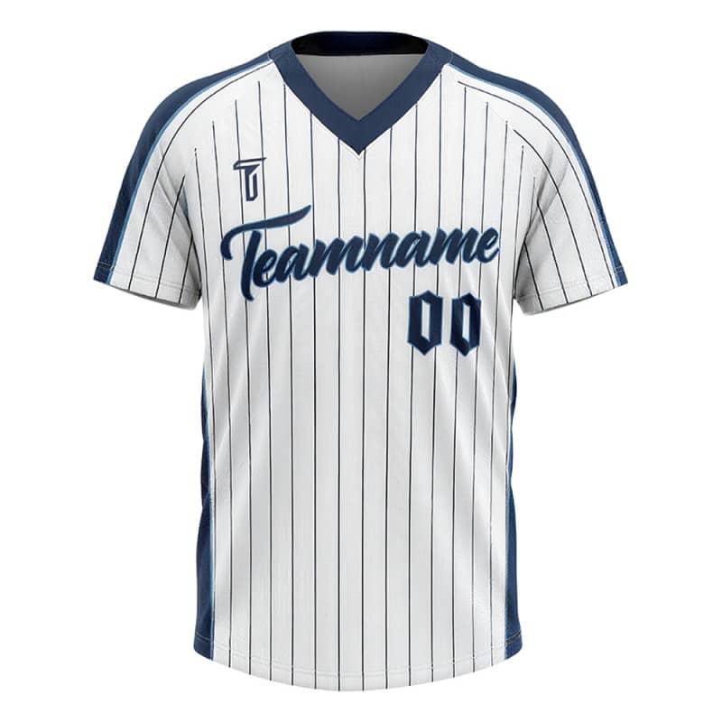 Custom White Black Pinstripes Authentic V Neck Throwback Baseball Jersey