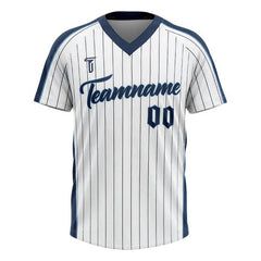 Custom White Black Pinstripes Authentic V Neck Throwback Baseball Jersey