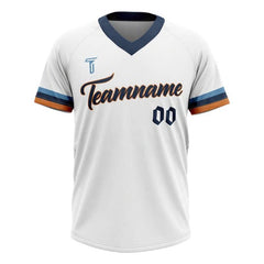 Custom White Blue Authentic V Neck Throwback Baseball Jersey