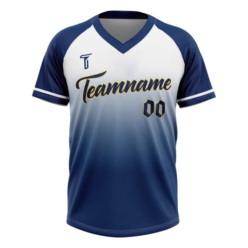 Custom Blue Gradient Authentic V Neck Throwback Baseball Jersey