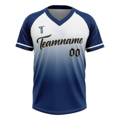 Custom Blue Gradient Authentic V Neck Throwback Baseball Jersey