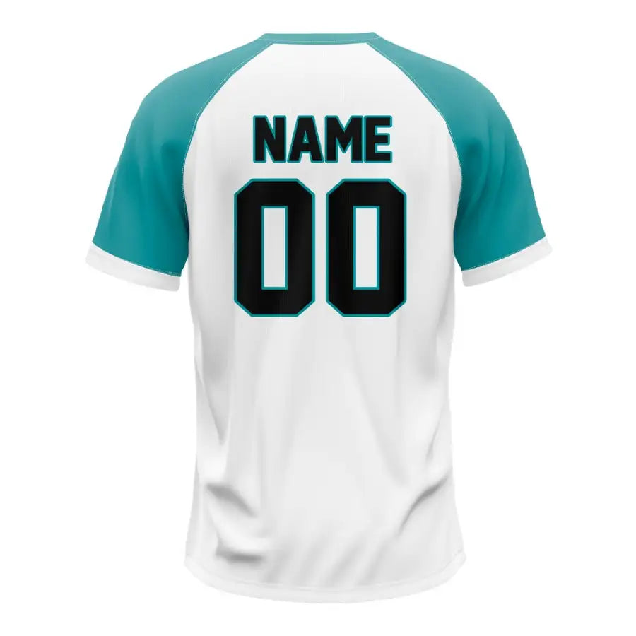 Custom Teal-White Split Two-Button Baseball Jersey