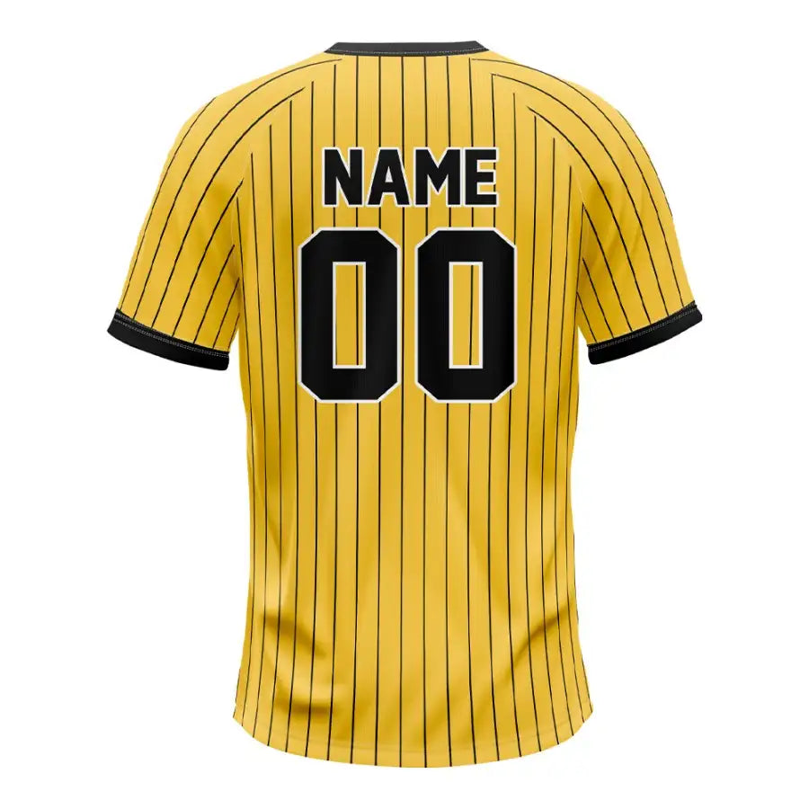 Custom Yellow Pinstripe Two-Button Classic Baseball Jersey
