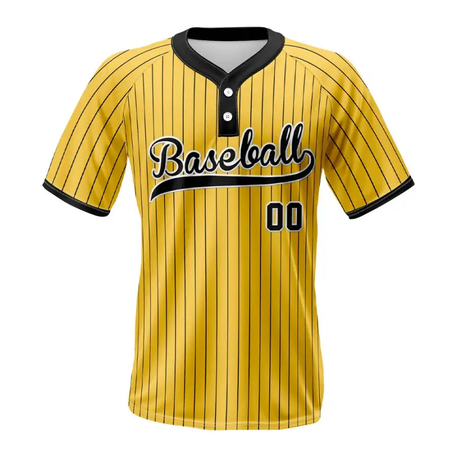 Custom Yellow Pinstripe Two-Button Classic Baseball Jersey