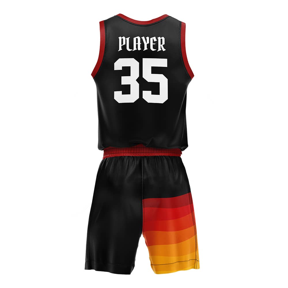 Sunset Adult Youth Basketball Jersey Set 3D back
