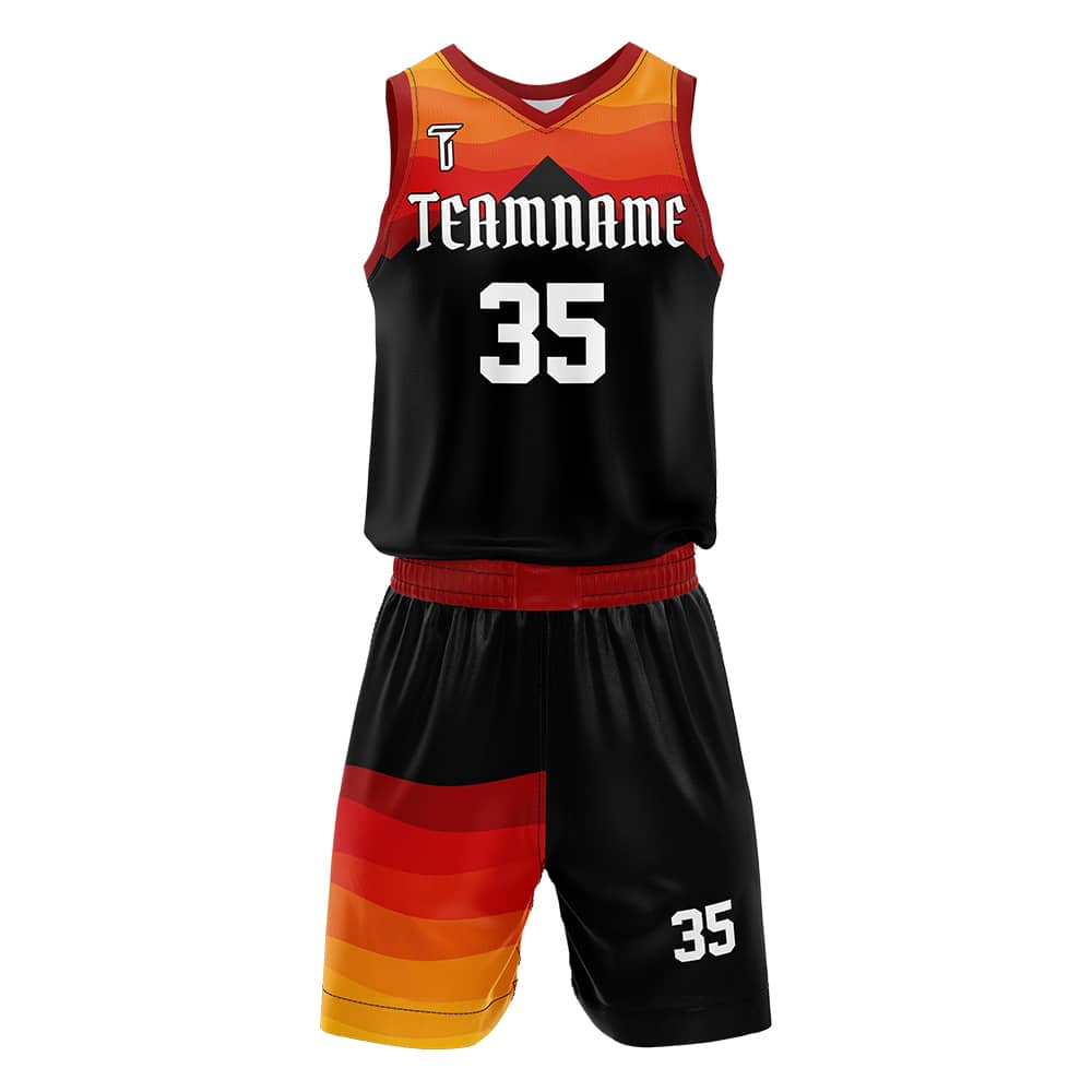 Sunset Adult Youth Basketball Jersey Set 3D front