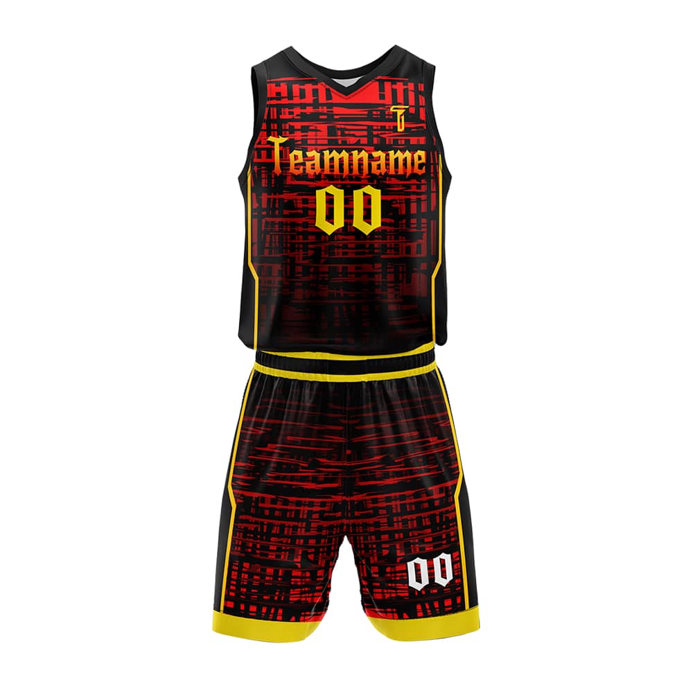 Custom Red Grid Adult Youth Basketball Jersey Set