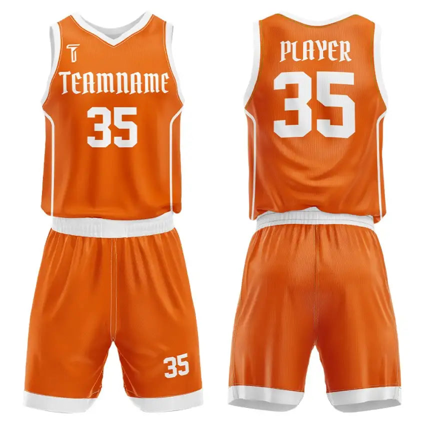 Custom Orange-White Basketball Jersey Uniform Set